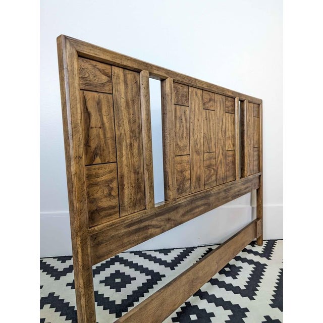 Mid-Century Modern 1970s MCM Drexel Woodbriar Queen Size Headboard For Sale - Image 3 of 7