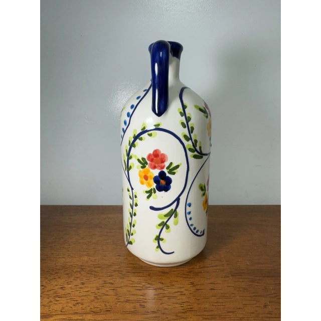 2000 - 2009 Vintage Spanish Hand Painted Ceramic Vase Floral Folk Art Made in Spain For Sale - Image 5 of 10
