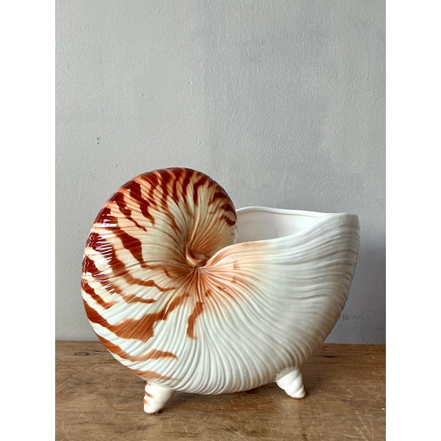 Vintage Coastal Fitz and Floyd Nautilus Cache Pot For Sale - Image 4 of 8