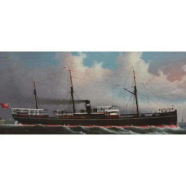 British Steamship, Oil on Canvas Provenance: The Susie Hilfiger Collection For Sale - Image 4 of 8