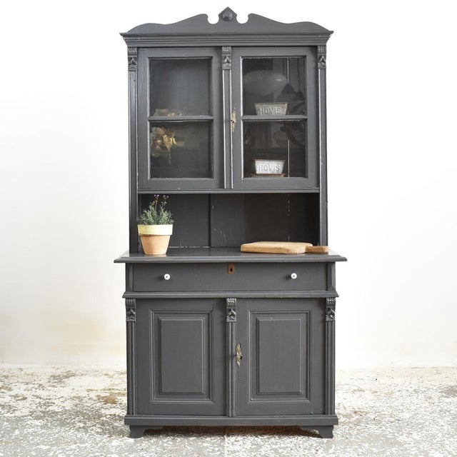 Vintage Painted Kitchen Dresser A charming pine kitchen dresser which has been historically painted in charcoal grey. It...