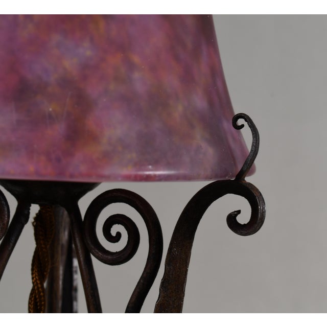 Metal French Art Deco Table Lamp by Daum & Robj 1920s France For Sale - Image 7 of 11