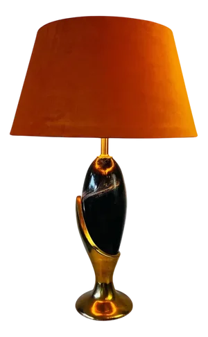 Vintage Table Lamp with Orange Lampshade