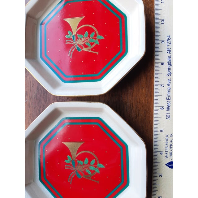 Mid 20th Century Mid 20th Century Christmas French Horn Octagon Small Dish - a Pair For Sale - Image 5 of 7