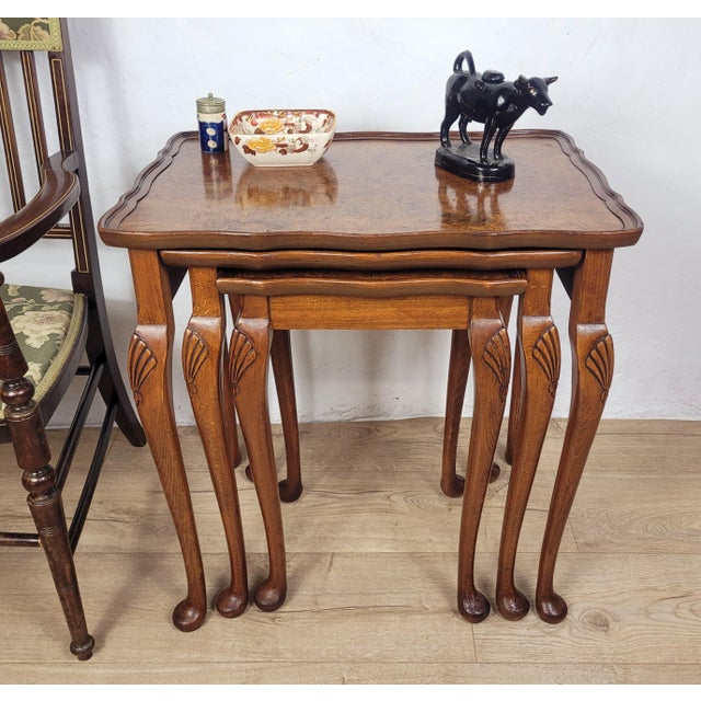 Victorian Nesting Tables in Walnut, 1890, Set of 3 For Sale - Image 18 of 18