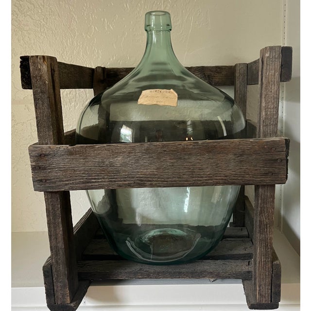Glass French Demijohn Green Bottle For Sale - Image 7 of 11