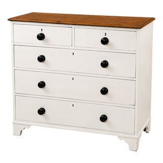 Victorian Painted Pine & Oak Chest of Drawers, England, 1890s For Sale