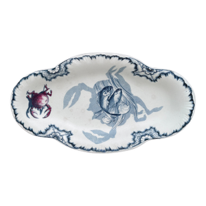 19th Century French Faience Dish Crab & Fishs Creil & Montereau