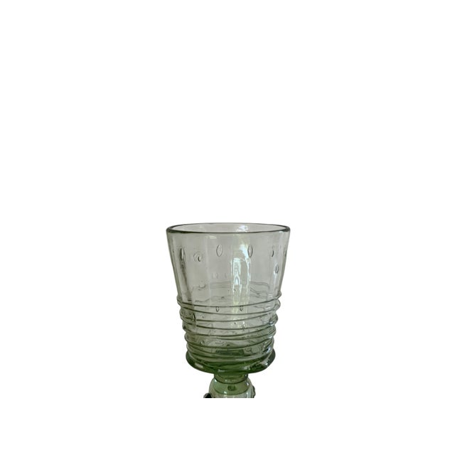 Spanish Antique Steuben Frederick Carder Spanish Green Threaded Cordial Glass Shape No. 6359 Usa C. 1925 For Sale - Image 3 of 4