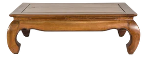 Vintage Chinese Low Kang Two-Tone Elm Coffee Table with Curved Legs