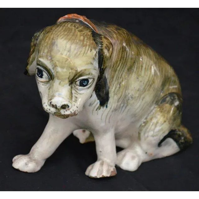 Ceramic 18th Century Continental Tin Glaze Faience Spaniel Dog Models - A Pair For Sale - Image 7 of 11