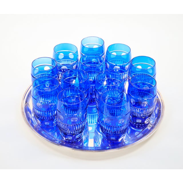 Val Saint Lambert Cobalt Blue Tableware Crystal Water, Service for 12 People For Sale - Image 12 of 13