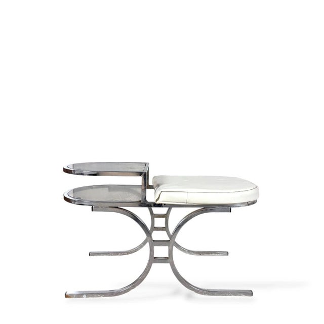 Mid-Century Space Age Chrome amd Smoked Glass Telephone Bench, 1970s For Sale - Image 6 of 11