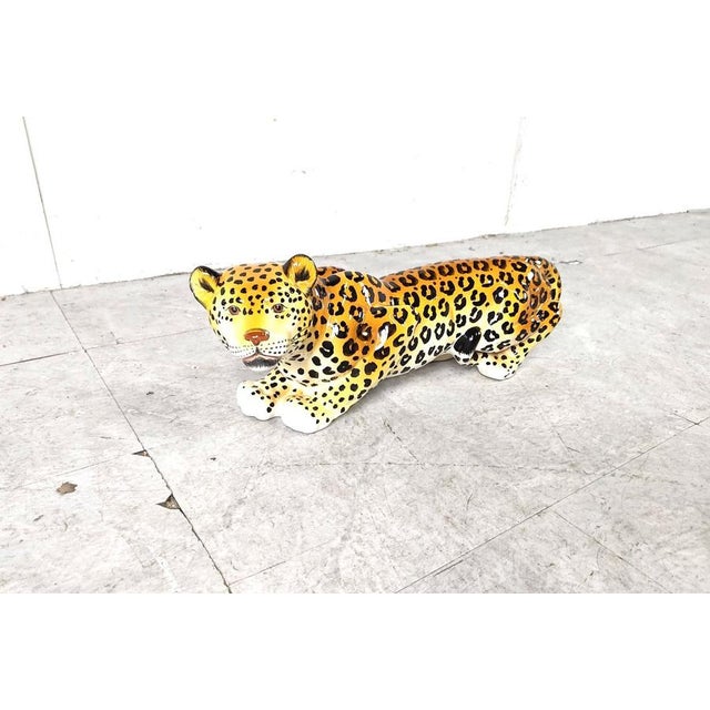 Hand-Painted Ceramic Leopard, Italy, 1960s For Sale - Image 10 of 11