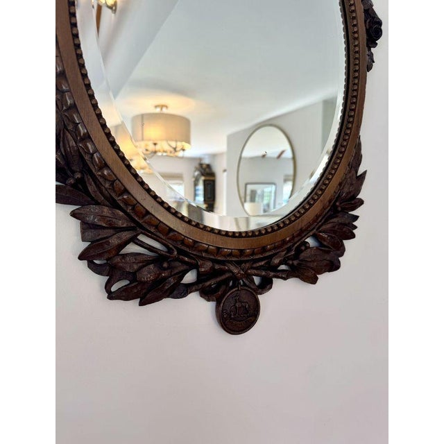 Brown Antique Carved Oak Wall Mirror, 1860s For Sale - Image 8 of 9