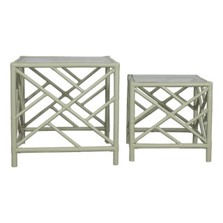 Chippendale Nesting Tables - Celery green For Sale