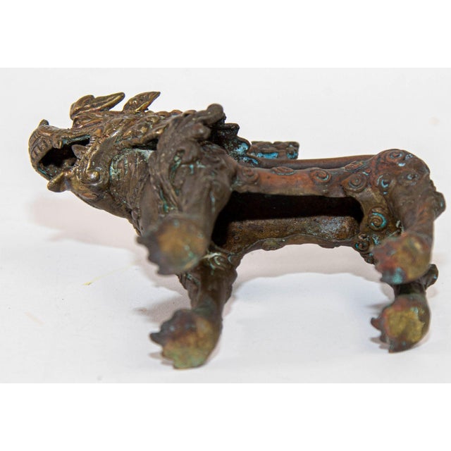 Asian Bronze Guardian Lion Sculpture 19th Century | Chairish