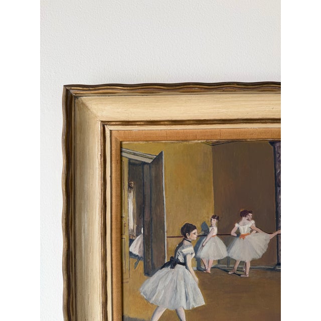 Paper Vintage Edgar Degas Ballet Dancers Reproduction Oil on Board Painting, Framed For Sale - Image 7 of 11