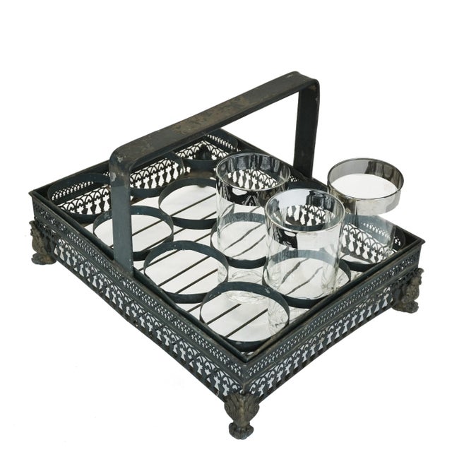 1950s Vintage French Metal Drink Caddy With Handle, 1950s For Sale - Image 5 of 5