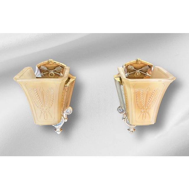 1920s Art Deco Chandelier and 2 Sconces For Sale - Image 11 of 11