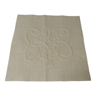 Natural Color "Trapunto" Pillow Face Made With Antique Linen For Sale