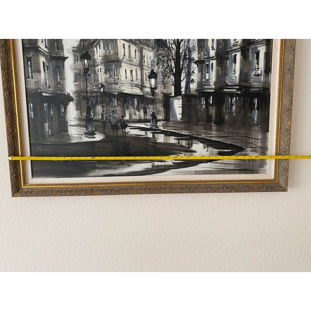 Impressionist Gaston Pierre Original Oil on Canvas Paris Cityscape Painting Framed 41" X 41" Mint Condition Mid 20th Century For Sale - Image 3 of 11