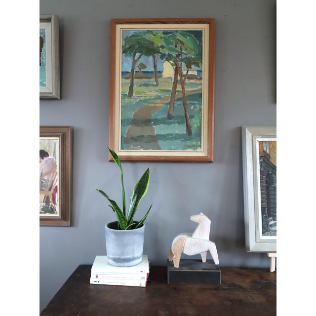 Mid-Century Modern Mid-Century Modern 'Pathway to the Sea' Vintage Original Landscape Oil Painting, Framed For Sale - Image 3 of 13