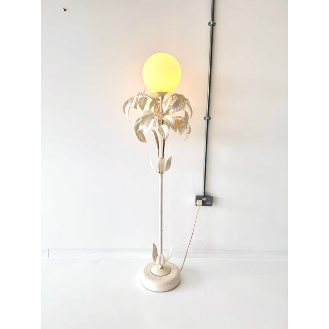 Italian Enamel White Leaf Tole Floor Lamp by Sergio Terzani, 1970s For Sale - Image 17 of 18
