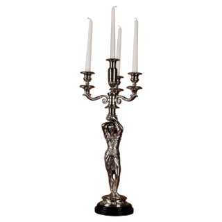 20th Century Empire Bronze Figur Formed Candleholder For Sale