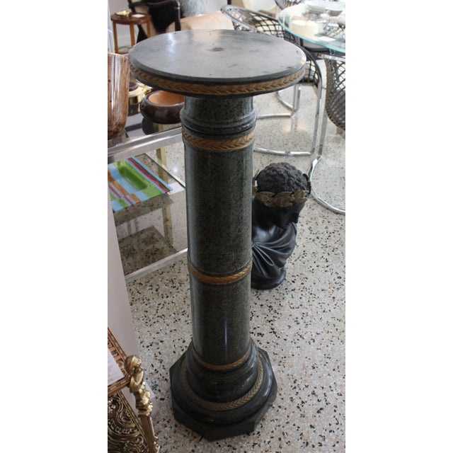 Antique 42" Green Marble Pedestal Italian For Sale - Image 4 of 11