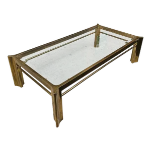 Mid 20th Century Hollywood Regency Brass and Glass Coffee Table Attriibuted to Mastercraft