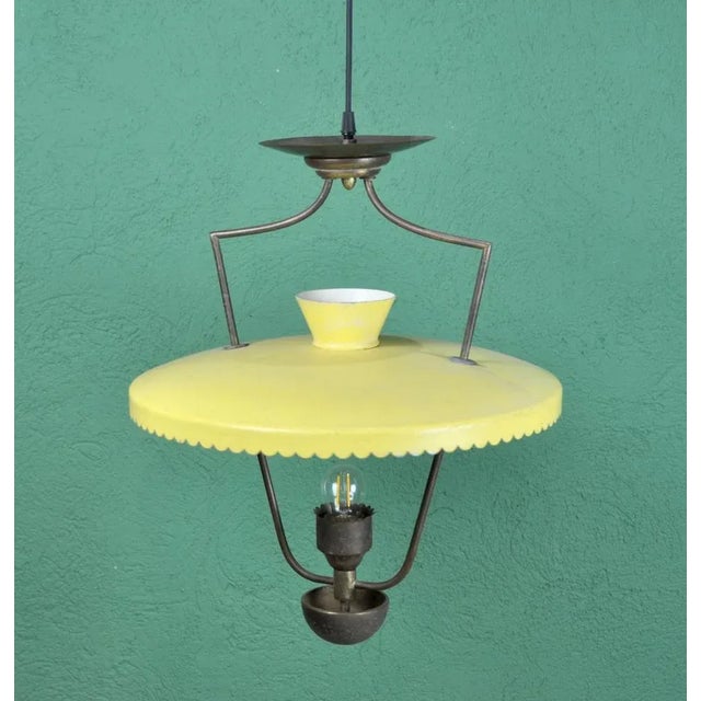 Vintage Yellow Pendant Lamp, 1970s For Sale - Image 4 of 12