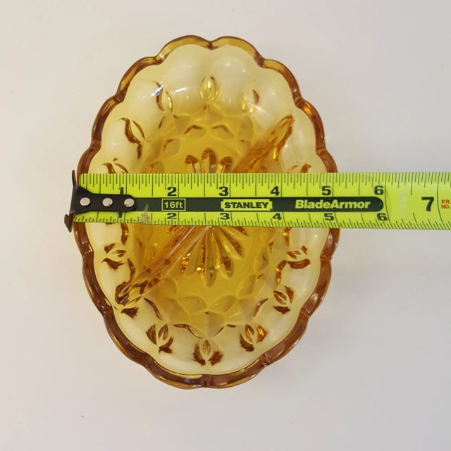 Glass 1970 Anchor Hocking Amber Glass Relish Dish For Sale - Image 7 of 9