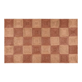 Part & Parcel Goods Jute Block Runner, 2’6”x8', Topaz and Bisque For Sale