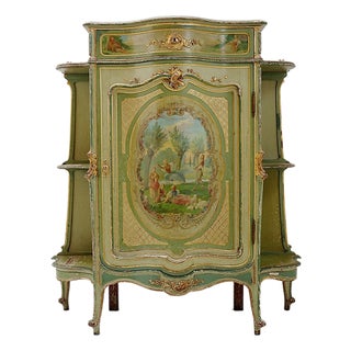 Venetian Baroque Curved Cabinet with Pastoral Scene, 1900 For Sale