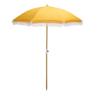Valencia 6.5 Ft Beach Fringed Umbrella, Yellow For Sale