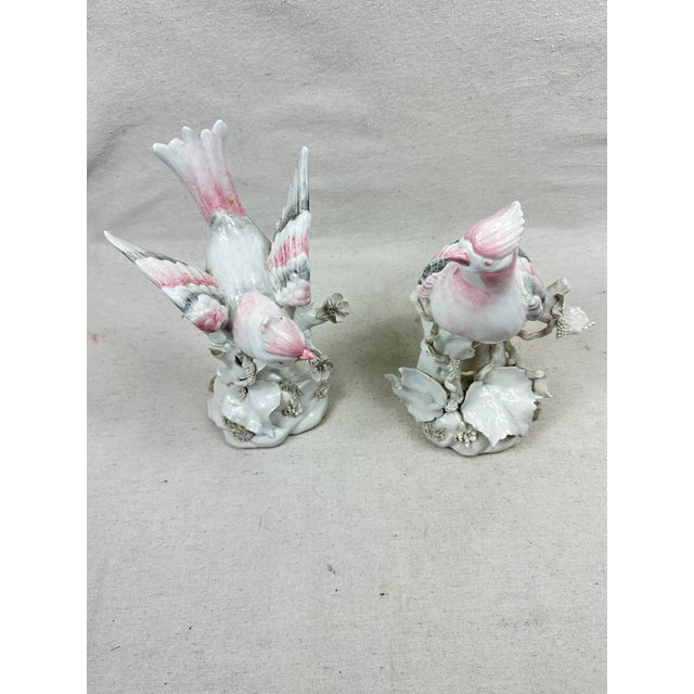 White Vintage Pair of Ceramic Bird Figurines For Sale - Image 8 of 11