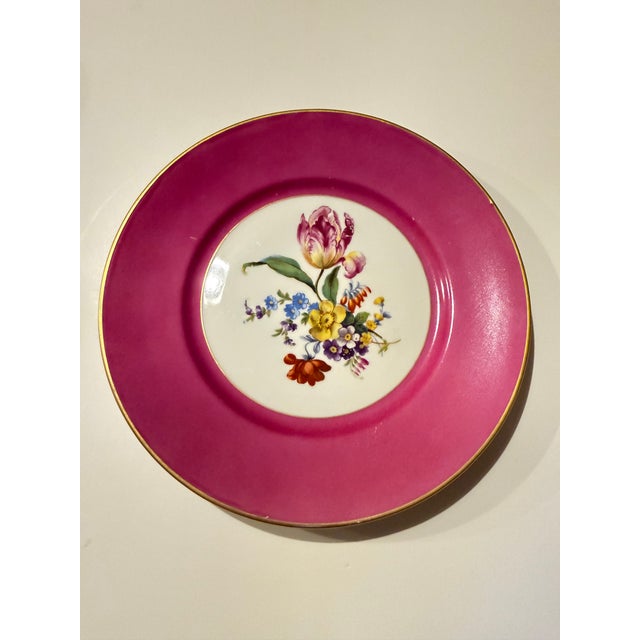 Mid 20th Century Richard Ginori Dessert or Salad Porcelain Plates With Gold Rims and Floral Design, Made in Italy - Set of 8 For Sale In Washington DC - Image 6 of 14