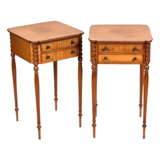 Pair of American Federal Style Figured Maple Side or End Tables For Sale