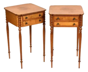 Pair of American Federal Style Figured Maple Side or End Tables