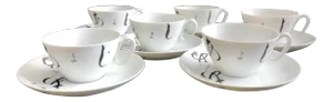 Mikado Japan Porcelain Tea / Coffee Set With Japanese Signs - Set for 6