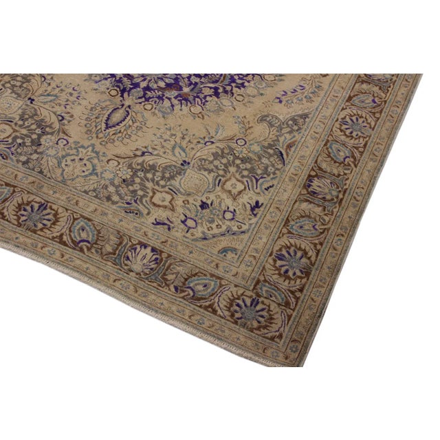 Shabby Chic 1990s Shabby Chic One of a Kind Hand Painted Brown Wool Rug - 8′ × 11′ For Sale - Image 3 of 8