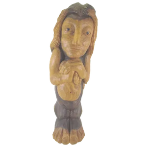 Carved Wood Mid-Century Sculpture Titled “Miss Num” by Diane Derrick