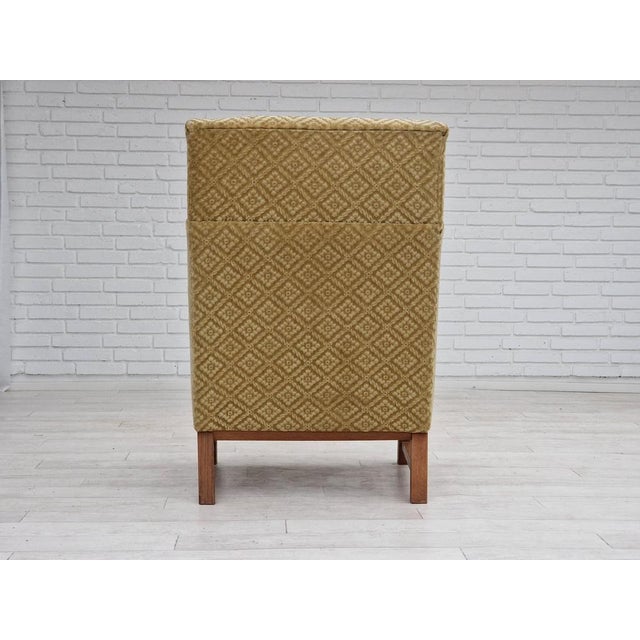 Vintage Danish Highback Armchair in Fabric and Oak, 1960s For Sale - Image 17 of 18