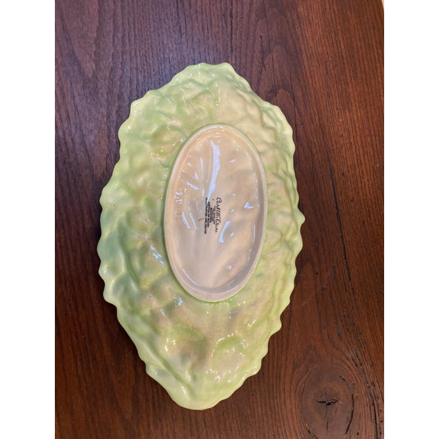 1900 - 1909 Early 1900s Pale Green Lettuce Leaf Serving Plate For Sale - Image 5 of 8