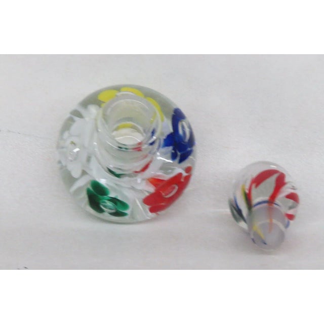 Transparent Joe St Clair Art Glass Rainbow Floral Paperweight Perfume Cologne Bottle For Sale - Image 8 of 11