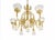 Vintage Brass 2-Up 2-Down Chandelier, Etched Glass Shades, Victorian Revival Lighting Fixture For Sale - Image 16 of 18