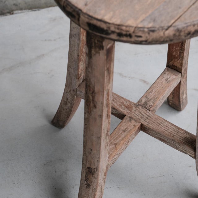 Mid-Century French Wooden Stool or Side Table, 1940s For Sale - Image 4 of 7