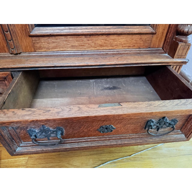 Antique 19th Century Renaissance Revival Oak Bookcase/Cabinet For Sale - Image 14 of 15