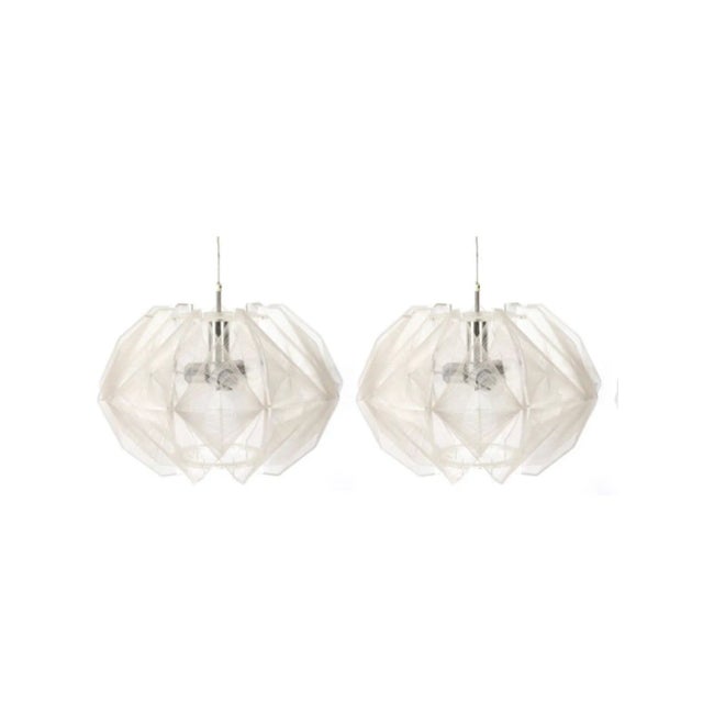 A duo of beautiful ceiling lamps made of acrylic glass/nylon. Made by Sompex (Düsseldorf), 1960s/70s, based on a design by...